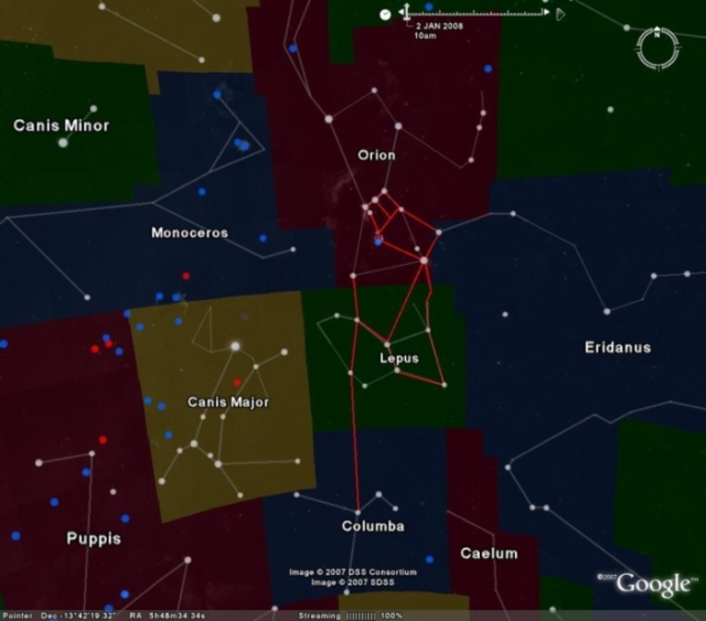 Egypt's Osiris constellation (S3h) is outlined in red.